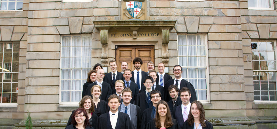 The post-graduate community at St Johns College, 2010, standing in front of the Eden House. 